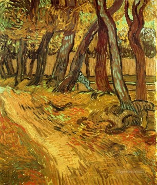 Vincent Van Gogh Painting - El Jardín del Hospital Saint Paul con la Figura Vincent van Gogh